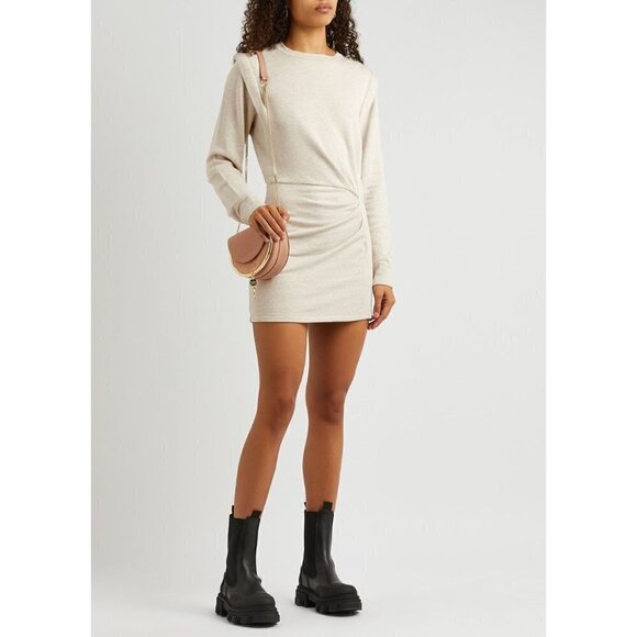 Etoile Isabel Marant Michaela Jersey Mini Dress Ecru Womens Size FR 42 US 10 - Picture 15 of 15